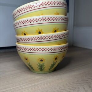 Set of 4 Pfaltzgraff PISTOULET Jana Kolpen Bowl SUNFLOWERS 6" Diameter